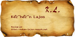Káhán Lajos névjegykártya